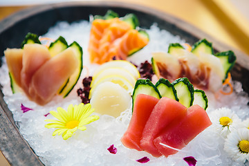 Image showing various kind of fresh raw sashimi