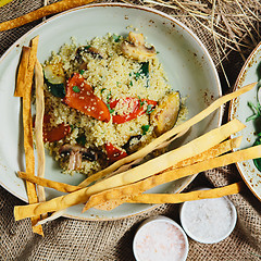 Image showing Quinoa Salad with tomatoes, corn and beans