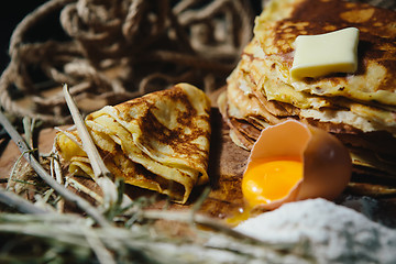 Image showing Russian traditional pancakes - blini