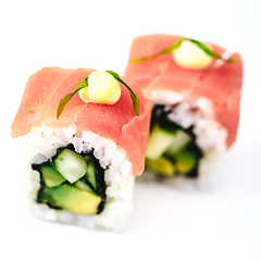 Image showing traditional fresh japanese sushi rolls