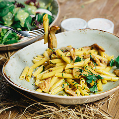 Image showing pasta penne with mushrooms