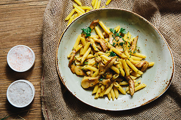 Image showing pasta penne with mushrooms