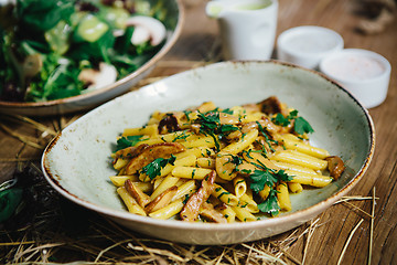 Image showing pasta penne with mushrooms