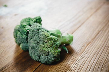 Image showing green broccoli on wood table