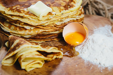 Image showing Russian traditional pancakes - blini