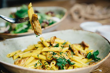 Image showing pasta penne with mushrooms