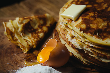 Image showing Russian traditional pancakes - blini