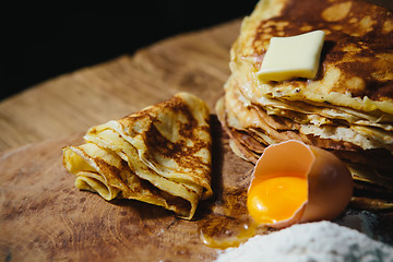 Image showing Russian traditional pancakes - blini