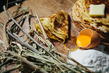Image showing Russian traditional pancakes - blini