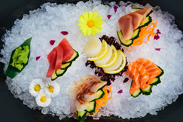 Image showing various kind of fresh raw sashimi