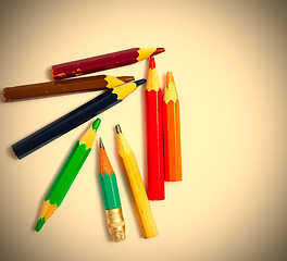 Image showing several vintage pencils on a white
