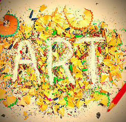 Image showing ART word on the background of pencil shavings