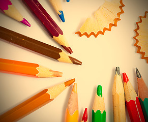Image showing vintage colored pencils with chips