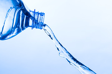 Image showing Cool Water Pouring from a Transparent Plastic Bottle