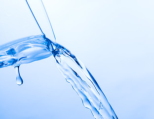 Image showing Cool Water Pouring from a Transparent Glass Cup