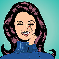 Image showing pop art cute retro woman in comics style laughing
