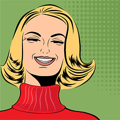 Image showing pop art cute retro woman in comics style laughing