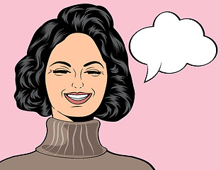 Image showing pop art cute retro woman in comics style laughing