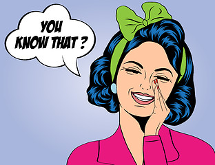 Image showing pop art cute retro woman in comics style laughing