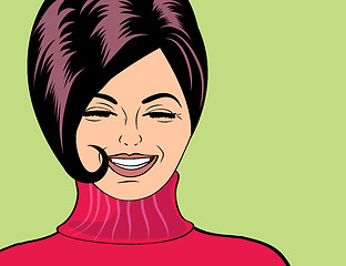 Image showing pop art cute retro woman in comics style laughing