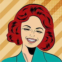 Image showing pop art cute retro woman in comics style laughing