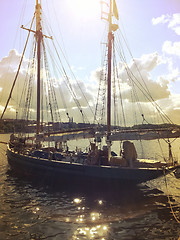 Image showing Sailboat in sunlight