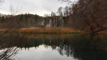 Image showing Waterfall with large rocks