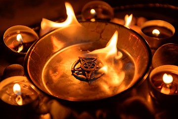 Image showing Ancient pentagram burning