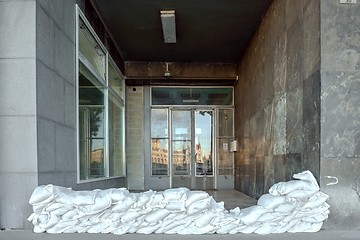 Image showing White sandbags 