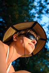 Image showing Woman outdoors with nice hat