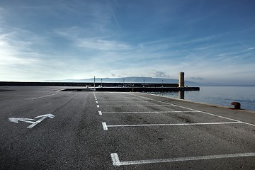 Image showing Empty parking lot at the sea