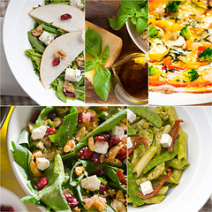 Image showing healthy and tasty Italian food collage