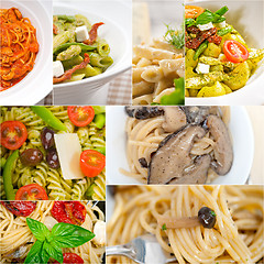 Image showing collection of different type of Italian pasta collage