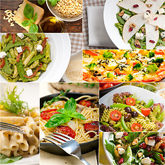 Image showing healthy and tasty Italian food collage