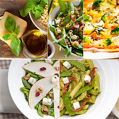 Image showing healthy and tasty Italian food collage