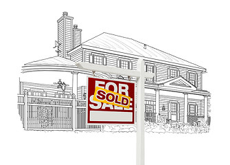 Image showing Custom House and Sold Real Estate Sign Drawing on White