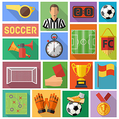 Image showing Soccer Flat Icon Set