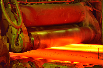 Image showing hot steel on conveyor