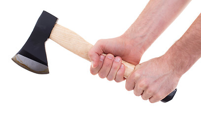 Image showing Hand holding a modern axe