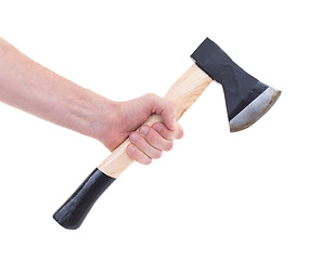 Image showing Hand holding a modern axe