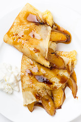 Image showing Pancakes and pears vertical