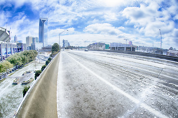 Image showing snow and ice covered city and streets of charlotte nc usa