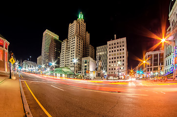 Image showing skyline of providence rhode island skyline through a fisheye len