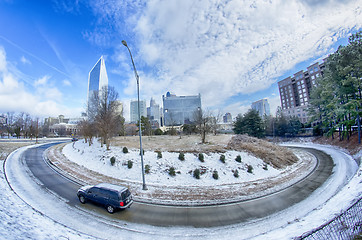 Image showing snow and ice covered city and streets of charlotte nc usa