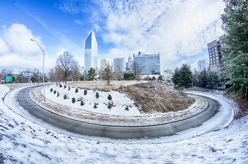 Image showing snow and ice covered city and streets of charlotte nc usa