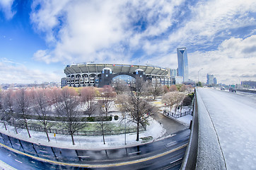 Image showing snow and ice covered city and streets of charlotte nc usa