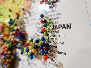 Image showing pins over cities on japan map