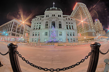 Image showing skyline of providence rhode island skyline through a fisheye len