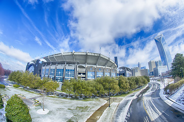 Image showing snow and ice covered city and streets of charlotte nc usa