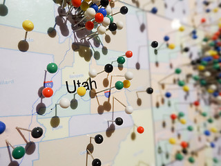 Image showing utah state pins on a map